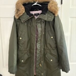 J. Crew Utility jacket with Fux Fur Hood